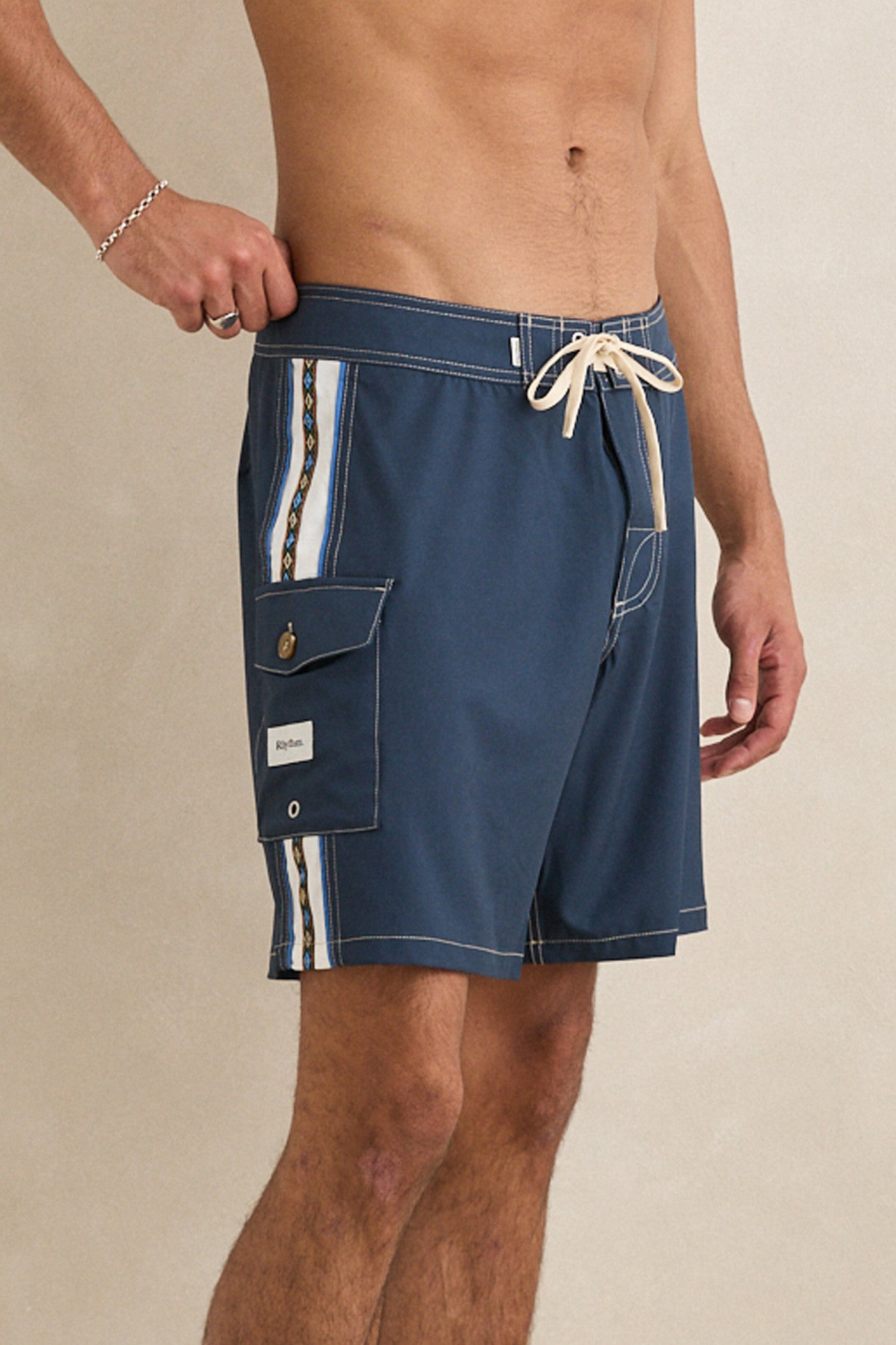 SHORT DE BAIN PANEL STRIPE TRUNK NAVY