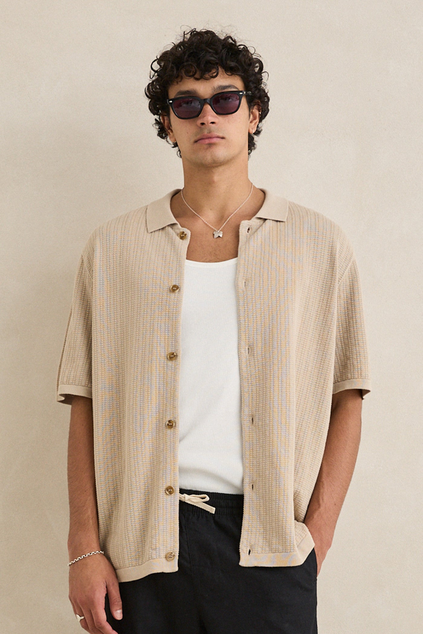 CHEMISE TEXTURED KNIT STONE