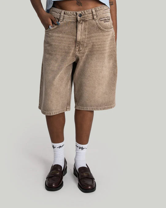 SHORT HOMEBOY X-TRA BAGGY DYE DENIM BROWN WASHED