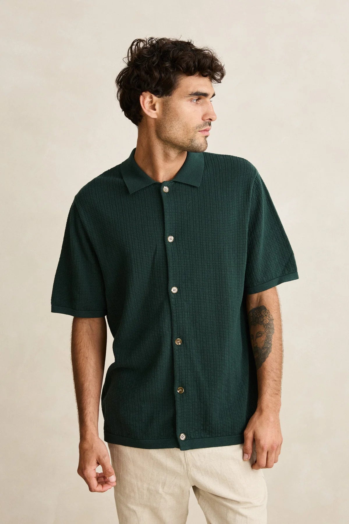 CHEMISE TEXTURED KNIT SS SHIRT