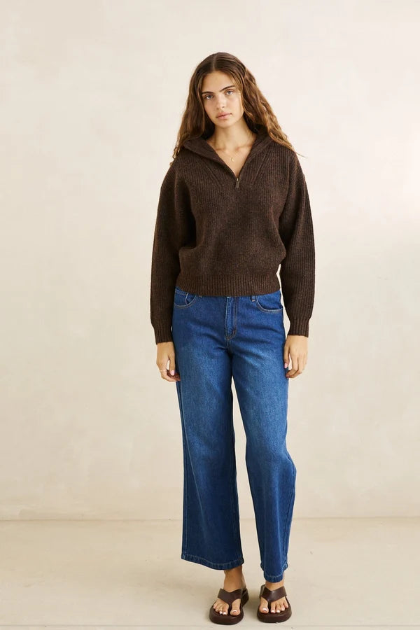 Pull femme en maille à col zippé Rhythm Quincy Zip Knit