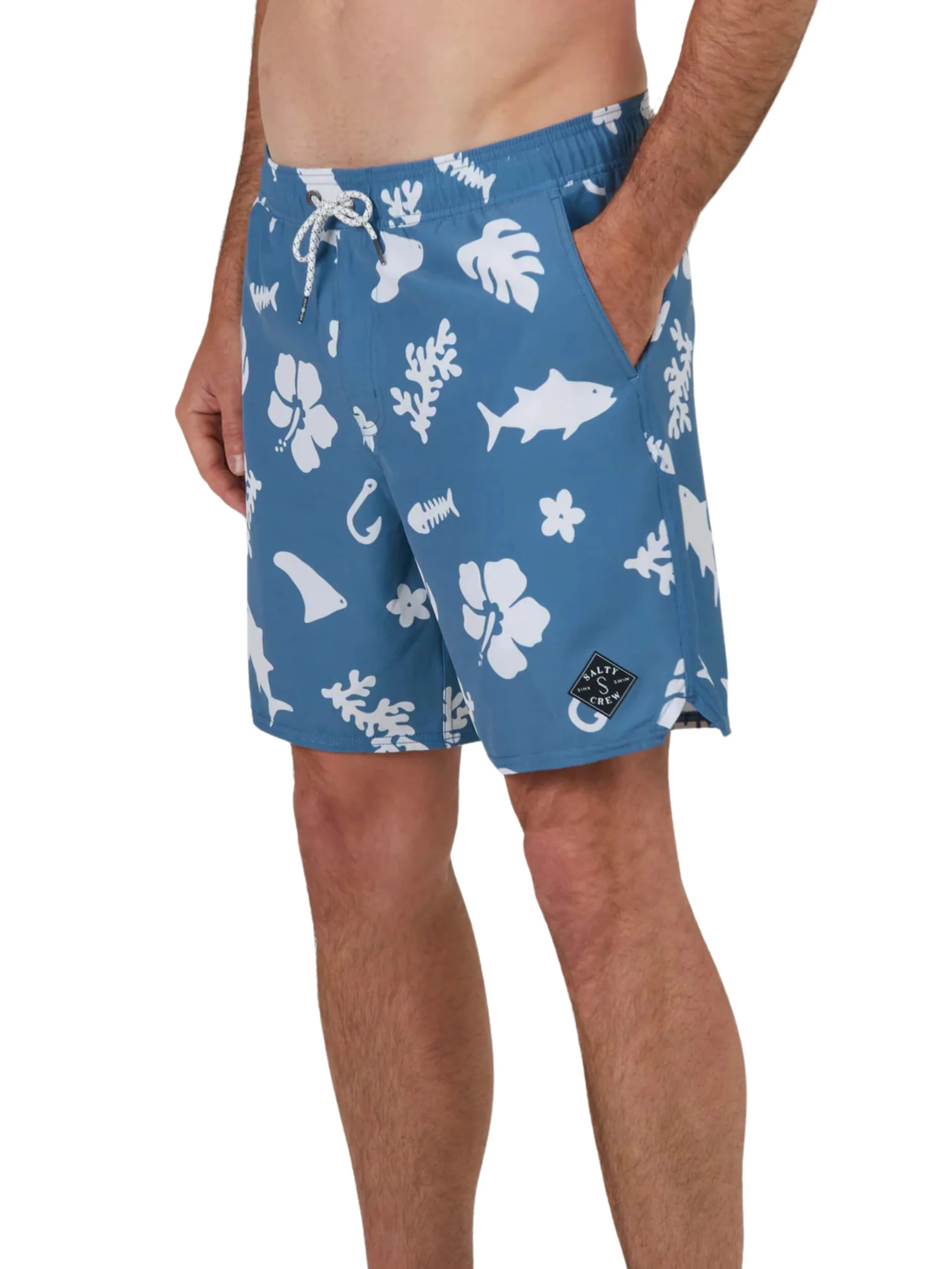 SHORT DE BAIN SALTY CREW LOWTIDE ELASTIC BOARDSHORT SLATE/WHITE